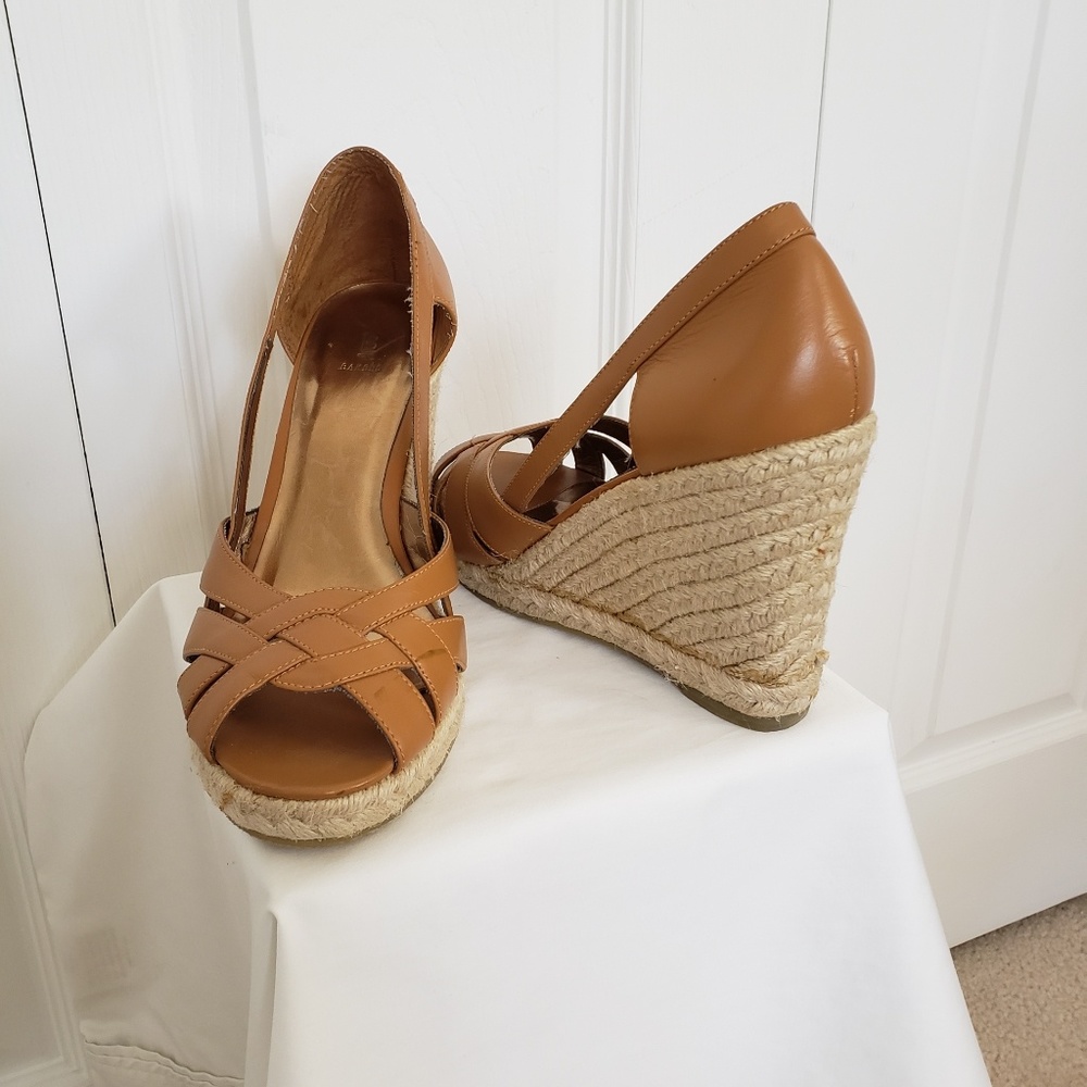 Tan leather wedges 9B